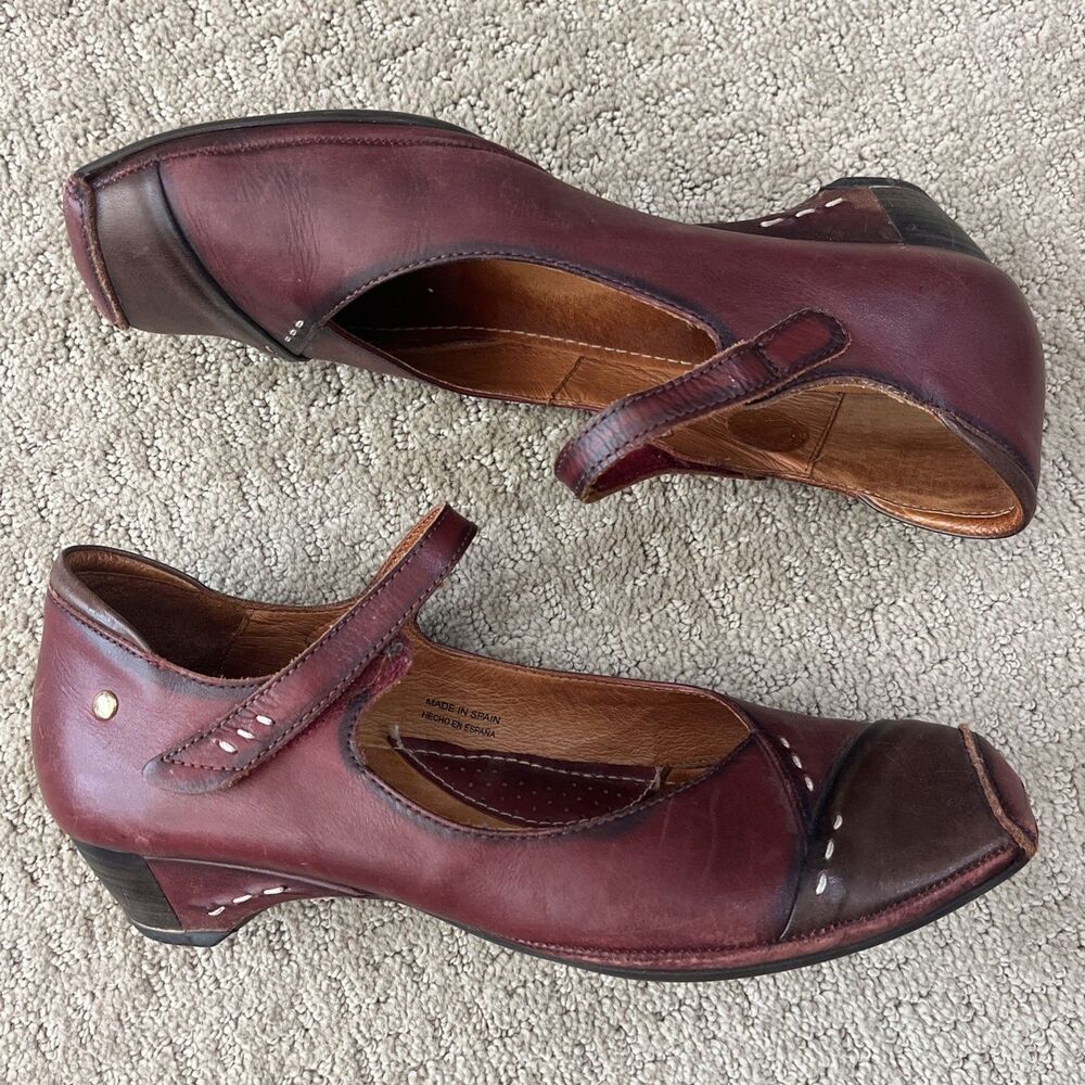 PIKOLINOS Shoes Mary Jane Pumps Gandia Arcilla Burgundy Leather Women's 41/10.5